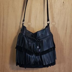 Leather and Suede Fringe Purse